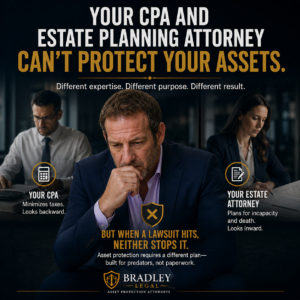 Read more about the article Your CPA and Estate Planning Attorney Can’t Protect Your Assets