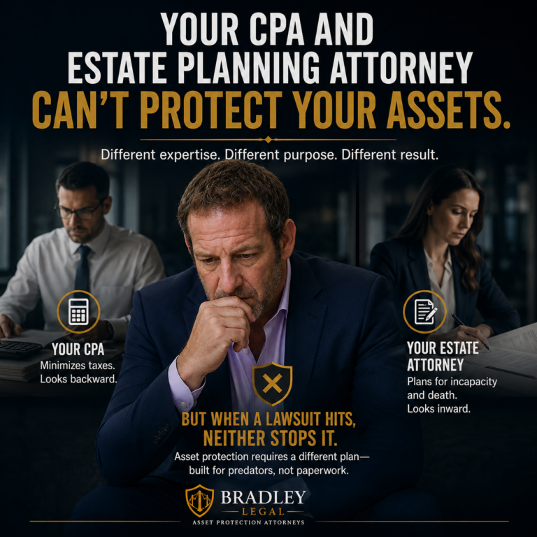 Read more about the article Your CPA and Estate Planning Attorney Can’t Protect Your Assets